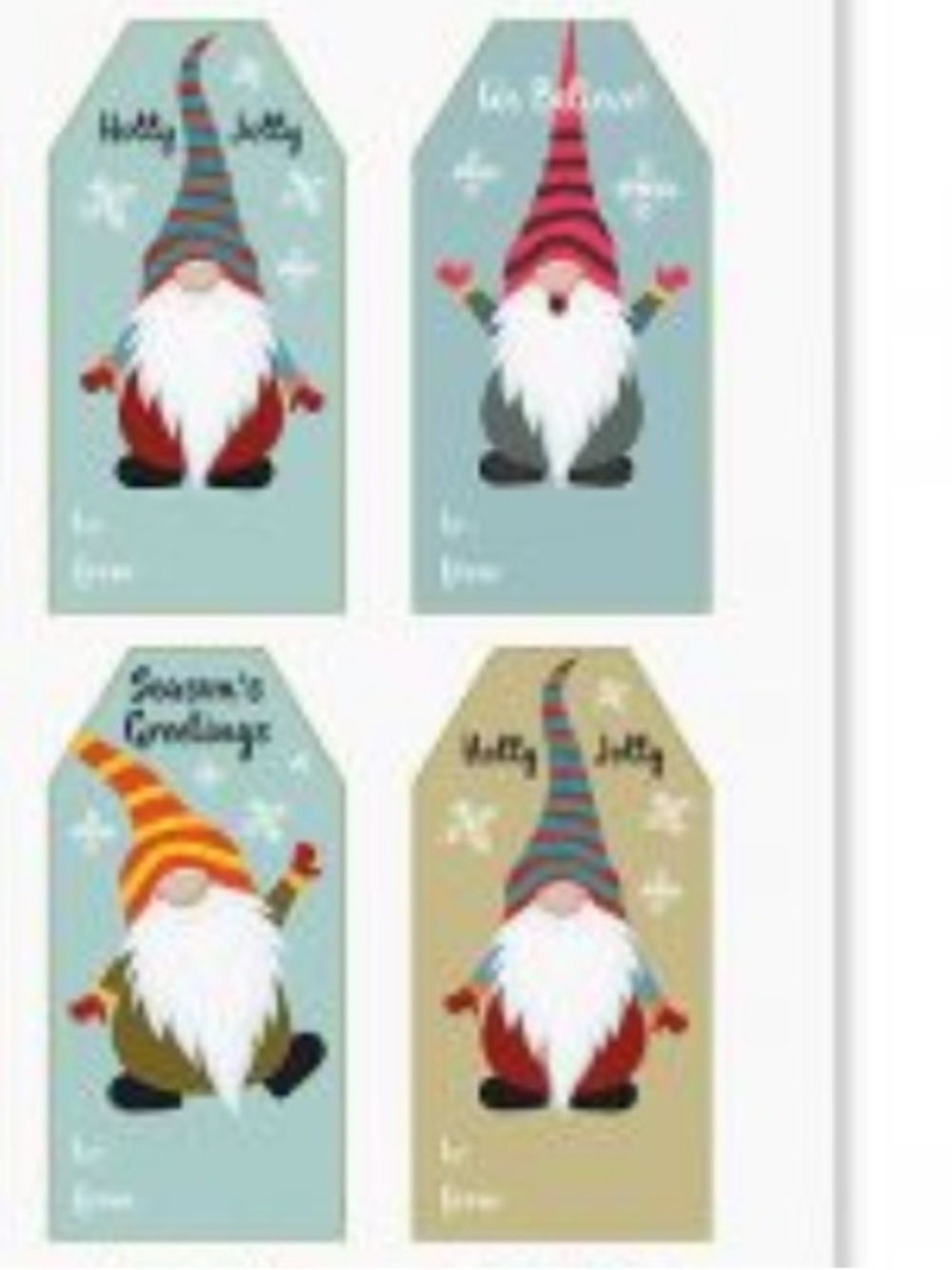 Holiday Gnome Gift Tags - Sheet of Cute Gnome Labels - Picture 3 of 3
